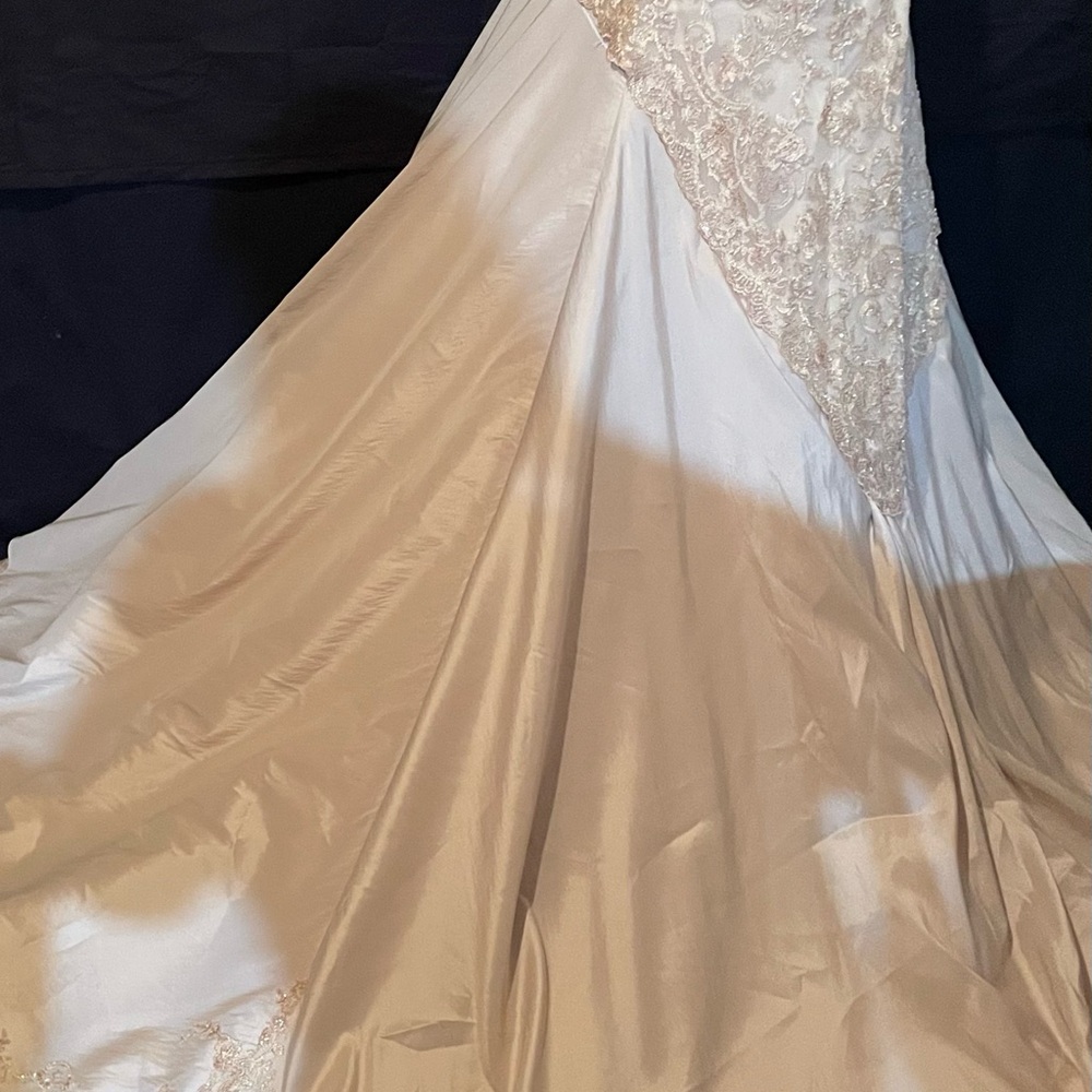 Designer Gold Asymmetrical Strapless Bridal Gown Couture Maggie Sottera 8 NEW - Picture 5 of 13